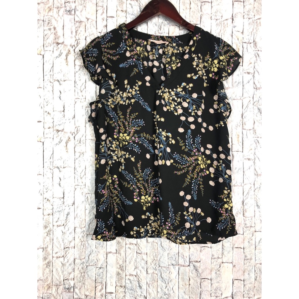 Philosophy Black Print Floral Blouse